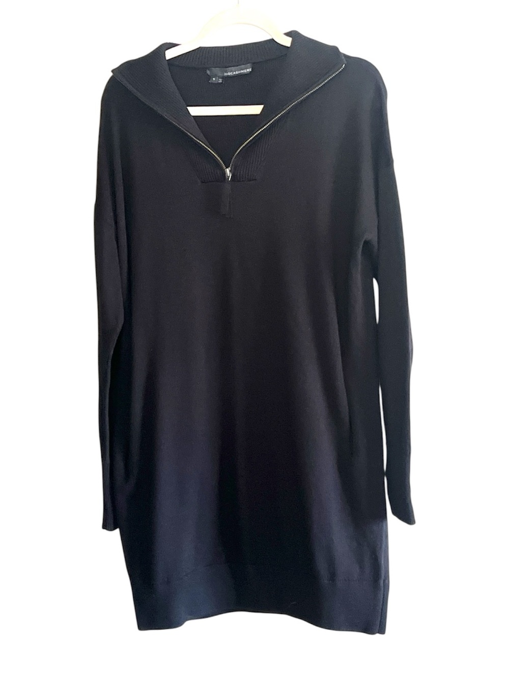360Cashmere Cotton Cashmere Zip Sweater Dress Black S - Picture 2 of 9